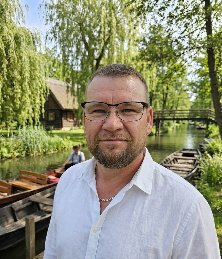 Andreas Schmidtchen, Ihr persönlicher Fährmann, am Wasser im Spreewald bei Lübbenau